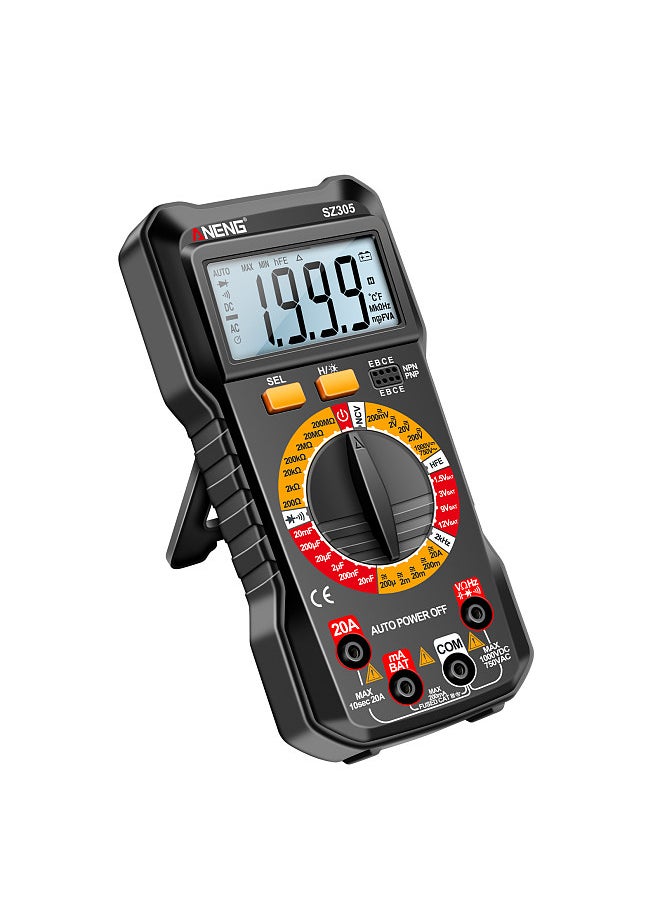 SZ305 Multimeter Capacitor Testers Professional 1999 Counts Smart Voltmeter Ohm Meter Fast Accurately Measures Voltage Current Resistance Capacitor Frequency Diode hFE