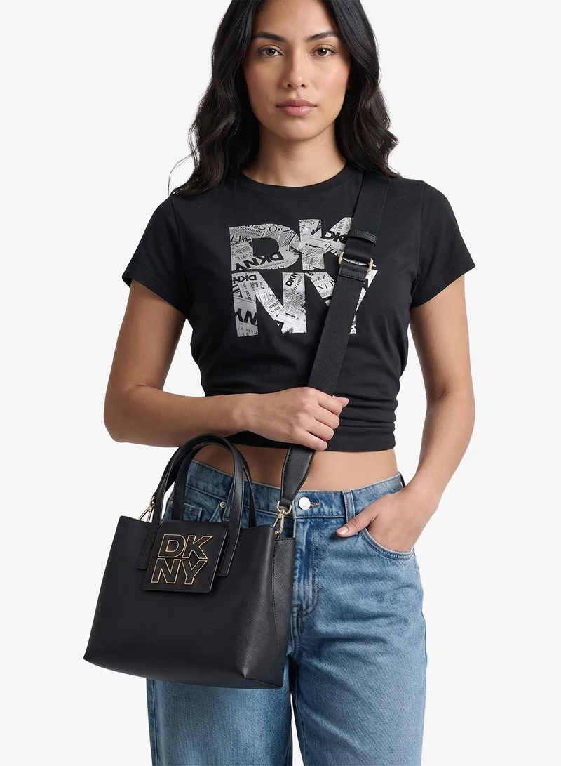 DKNY BLACK/GOLD Faye Medium Satchel for Women | Best Price UAE