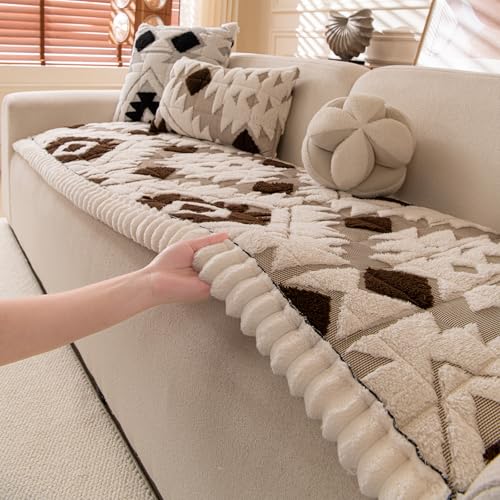 Feyocn Boho Couch Covers for Pets Washable Sofa Covers for Dogs Cats Sofa SlipCover for 3-4 Cushion Couches Pet-Friendly Anti-Slip Sofa Covers for Living Room (27.6" x 83", Brown) - Image 3
