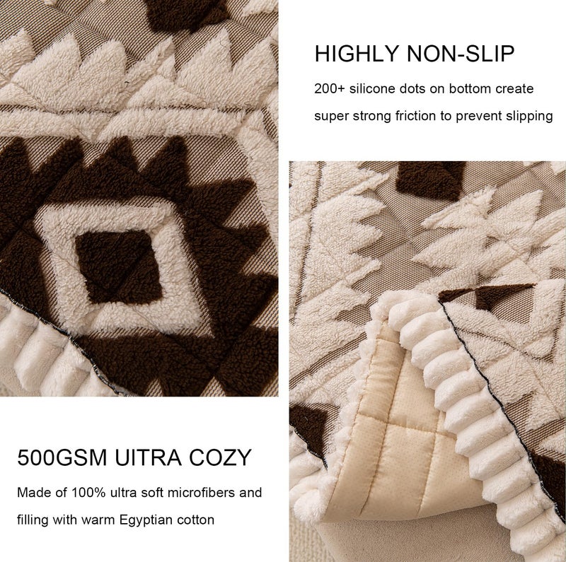 Feyocn Boho Couch Covers for Pets Washable Sofa Covers for Dogs Cats Sofa SlipCover for 3-4 Cushion Couches Pet-Friendly Anti-Slip Sofa Covers for Living Room (27.6" x 83", Brown) - Image 4
