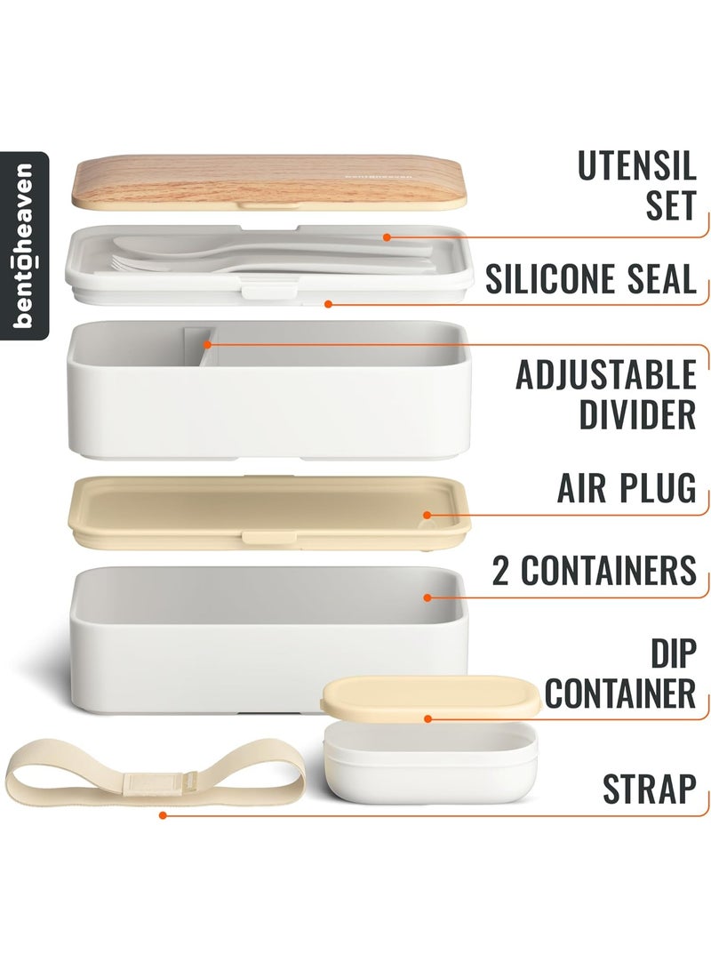 Bukela Premium Bento Box Adult Lunch Box with Compartments for Women & Men, Set of Utensil & Chopsticks & Dip Container, Cute Japanese Kids Bento Lunch Box, Microwavable (Bright Light)  - Image 3