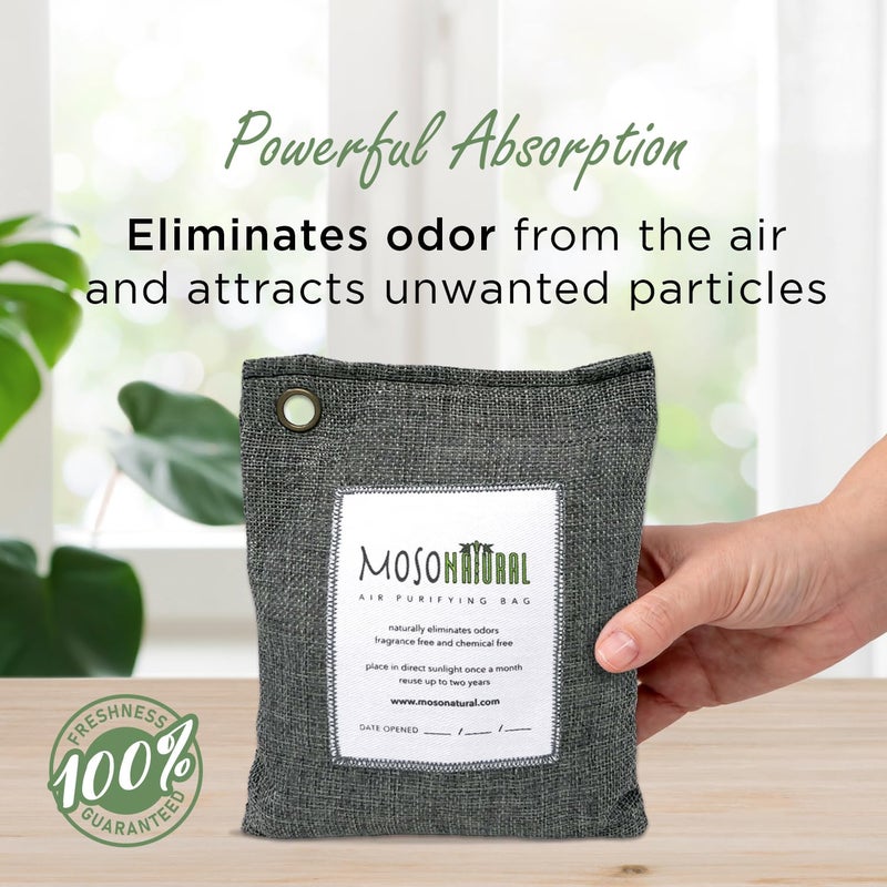 MOSO NATURAL Air Purifying Bag 200g Charcoal Premium Bamboo Charcoal Odor Absorber for Home Car Closet Odor Eliminator Small Room Deodorizer Car Air Freshener Lasts up to 2 years - Image 2