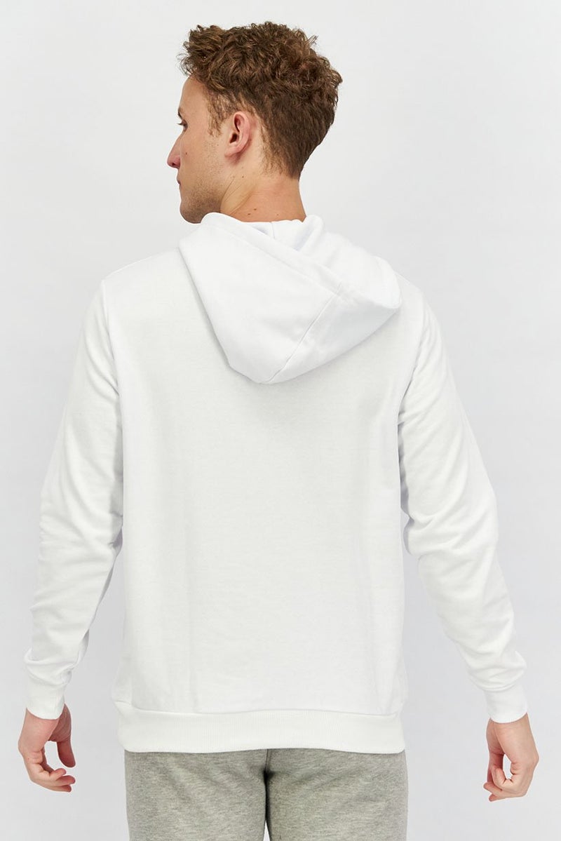 Baldinini Men Brand Logo Long Sleeve Hoodies Sweatshirt, White and Orange - Image 2