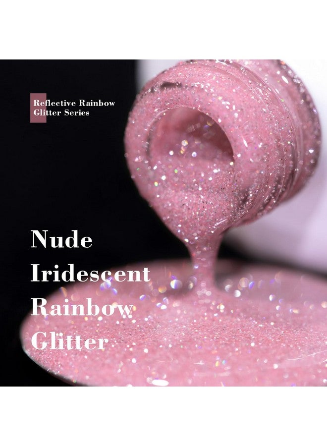 RARJSM Reflective Glitter Gel Nail Polish Nude Jelly Purple Pink Sheer Gel Polish Flash Diamond Sparkle Rainbow Silver Shimmer Soak Off Curing Requires 15Ml Single Bottle For Home Salon Manicure - Image 3