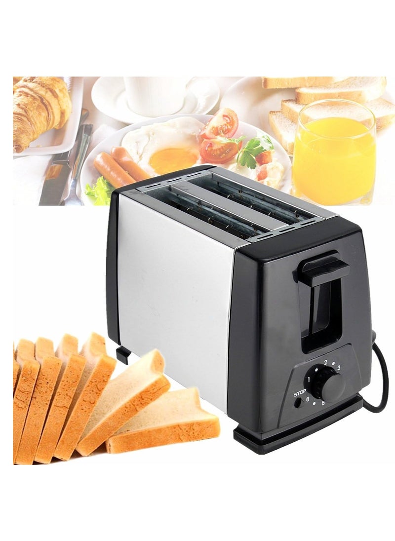 Generic - Toaster 2 Slice Toasters Toast Stainless Steel Cool Touch Black One Touch Quickly Toasts Compact Bread Toasters Electric Automatic Sandwich Maker Grill Maker - Image 1