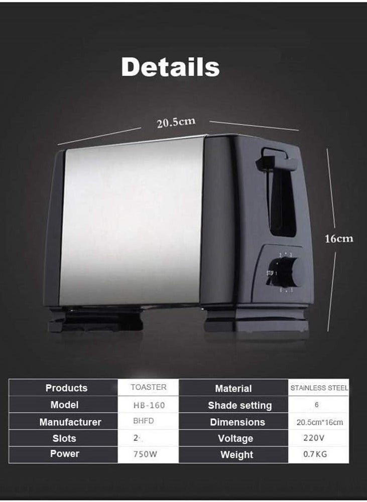 Generic Toaster 2 Slice Toasters Toast Stainless Steel Cool Touch Black One Touch Quickly Toasts Compact Bread Toasters Electric Automatic Sandwich Maker Grill Maker  - Image 3