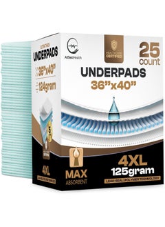AllSett Health 25 Count Incontinence Bed Pads Disposable 40'' x 36'' - 125 Gram Heavy Duty Super Absorbent Underpads Chucks Pads for Adults Elderly, and Pets 