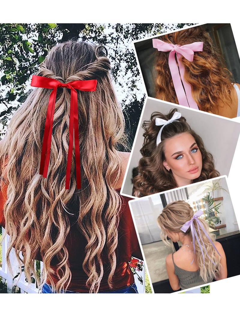 Generic 10PCS Bow Hair Clips for Women Girls, Tassel Hair Ribbon Ponytail Holder Accessories, Cute Metal Alligator Clips Barrettes Toddlers Kids Bows for Birthday Valentine's Day Gifts - Image 2