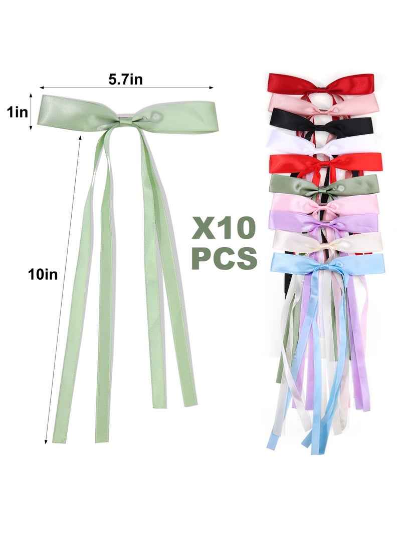 Generic 10PCS Bow Hair Clips for Women Girls, Tassel Hair Ribbon Ponytail Holder Accessories, Cute Metal Alligator Clips Barrettes Toddlers Kids Bows for Birthday Valentine's Day Gifts - Image 4