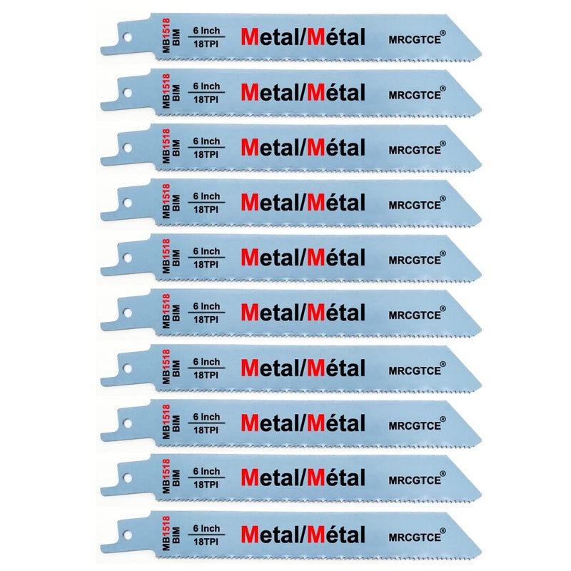 MRCGTCE Metal Cutting Reciprocating Saw Blade, 6-Inch 18TPI Bi-Metal Recip Saw Blades (10pcs) - Image 1