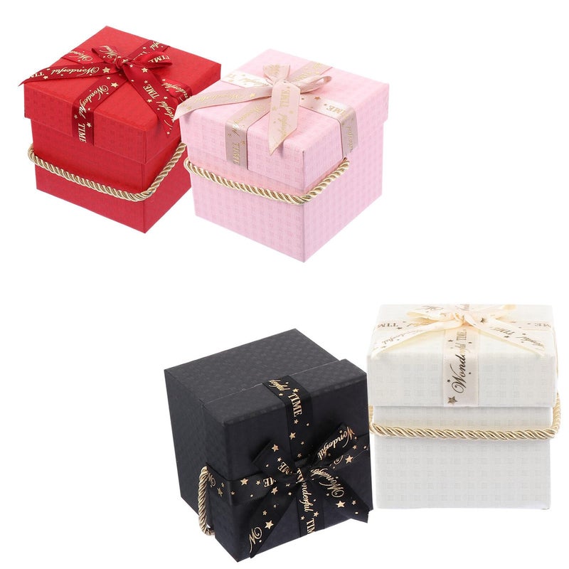 Christmas Storage Boxes Set of 4 Square Hard Boxes with Lid for Candy Packaging Holiday Wrapping Party Favors - Image 2
