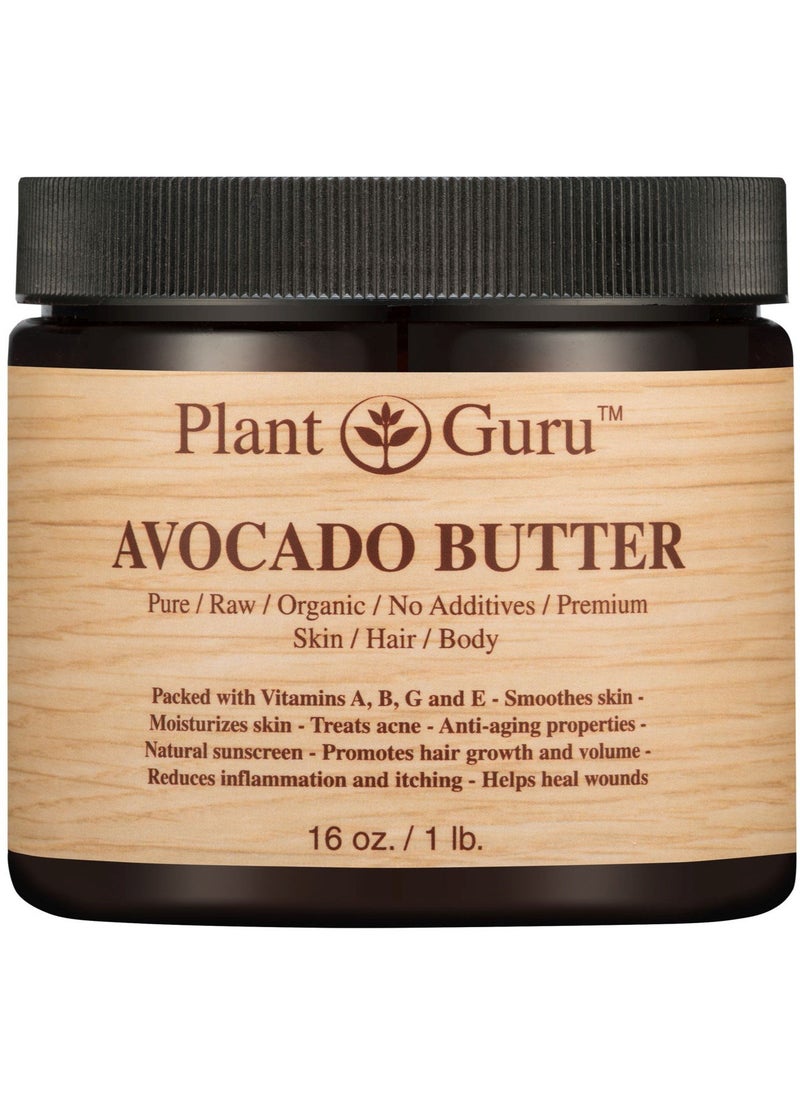 Plant Guru - Avocado Body Butter 16 oz 100 Pure Raw Fresh Natural Cold Pressed Skin Hair Nail Moisturizer DIY Creams Balms Lotions Soaps - Image 1