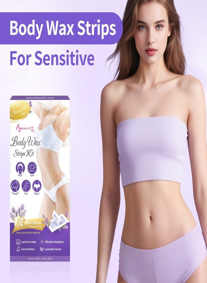 Beauty7 شرائح شمع بيوتي 7 للنساء للجسم، شرائح شمع جاهزة للاستخدام، إزالة شعر الوجه بالشمع، شمع للساقين والذراعين والصدر والبكيني، مجموعة شمع للاستخدام المنزلي، 20 شريحة و6 مناديل زيت مهدئة للبشرة الحساسة - Image 3