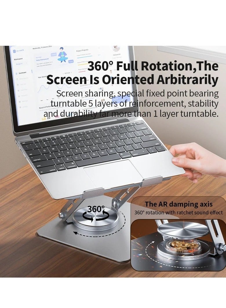 Denx Ergonomic laptop and tablet stand with fully collapsible dual swivel column and 360 degree rotating base.  - Image 2