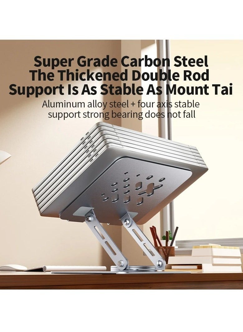 Denx Ergonomic laptop and tablet stand with fully collapsible dual swivel column and 360 degree rotating base.  - Image 3