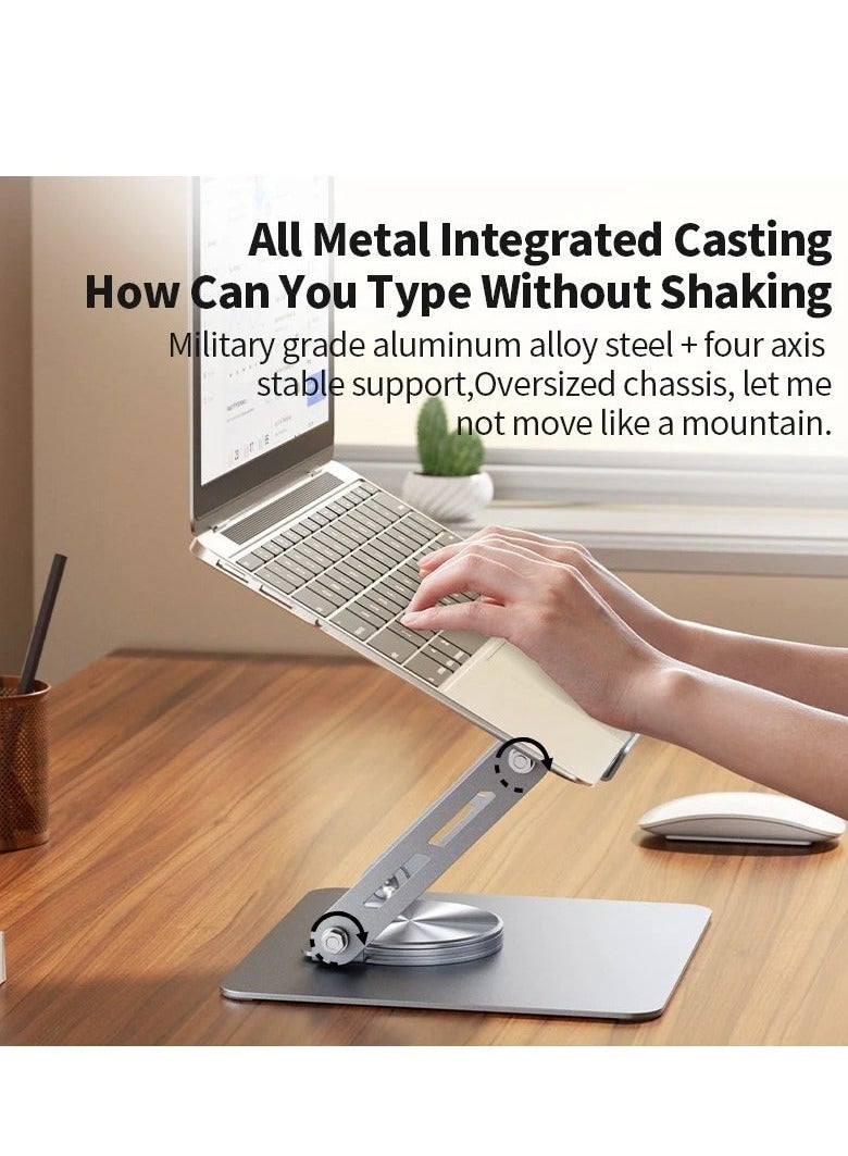 Denx Ergonomic laptop and tablet stand with fully collapsible dual swivel column and 360 degree rotating base.  - Image 4