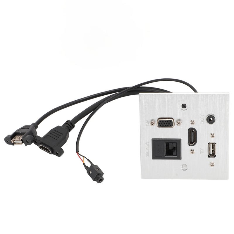 Multimedia Wall Socket: Aluminum Alloy Construction - Multifunctional 5-Interface Design for Home Hotel Office - Image 2