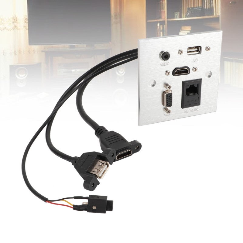Multimedia Wall Socket: Aluminum Alloy Construction - Multifunctional 5-Interface Design for Home Hotel Office - Image 4