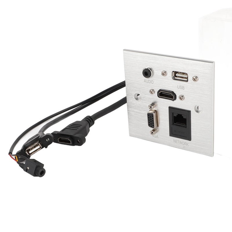 Multimedia Wall Socket: Aluminum Alloy Construction - Multifunctional 5-Interface Design for Home Hotel Office - Image 1