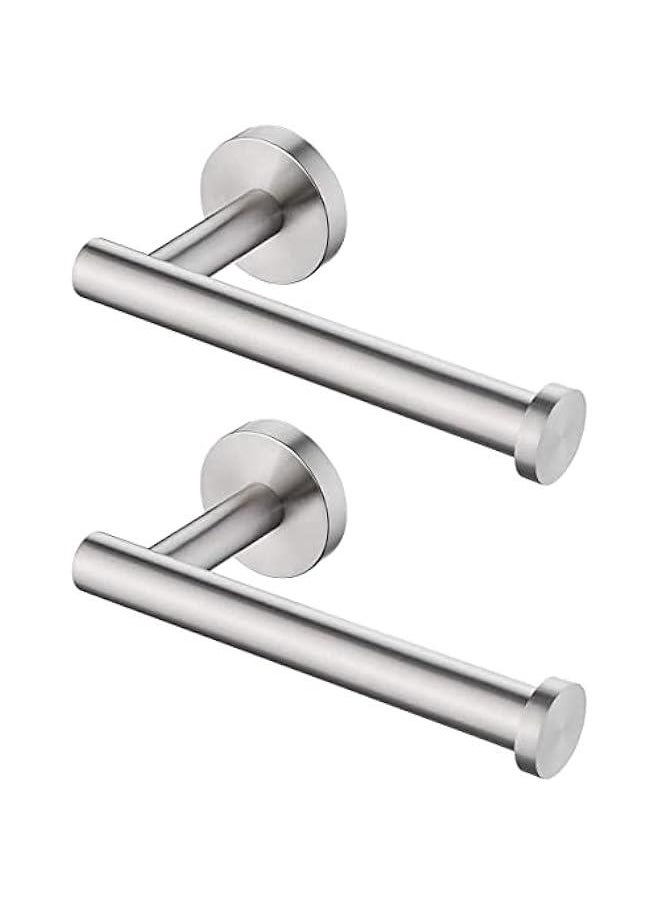 MIXDE - Bathroom Toilet Paper Holder 2-piece Set Tissue Holder Dispenser, 304 Stainless Steel Toilet Paper Roll Holder Wall Mounted Brush Surface, Silver - Image 1