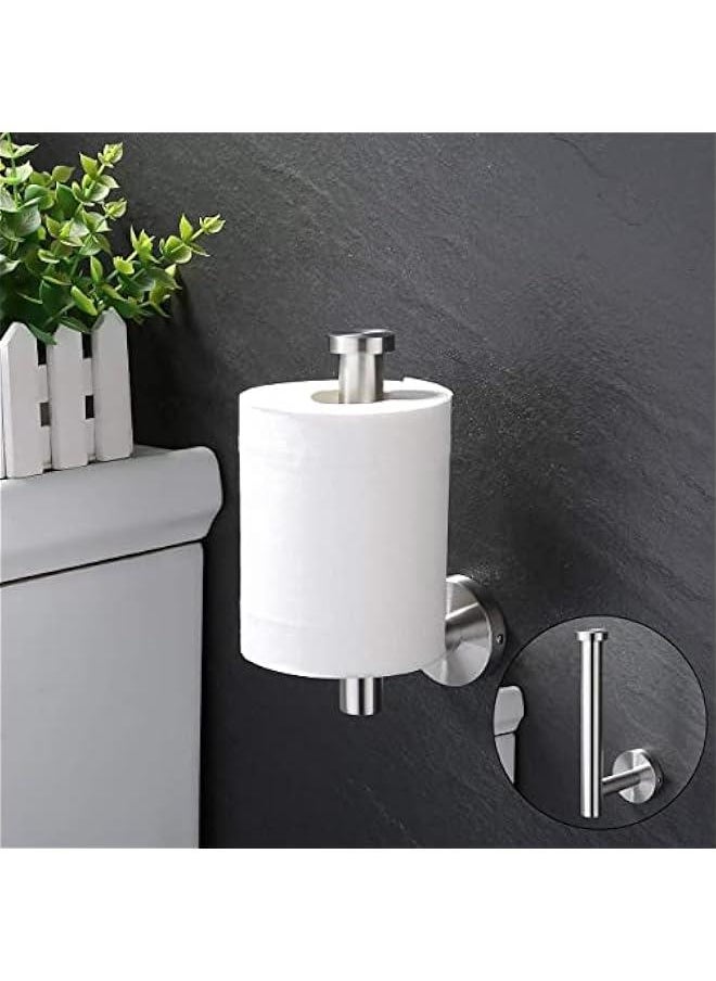 MIXDE - Bathroom Toilet Paper Holder 2-piece Set Tissue Holder Dispenser, 304 Stainless Steel Toilet Paper Roll Holder Wall Mounted Brush Surface, Silver - Image 1