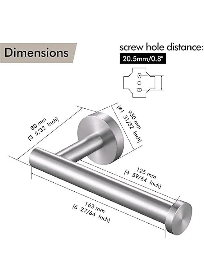 MIXDE - Bathroom Toilet Paper Holder 2-piece Set Tissue Holder Dispenser, 304 Stainless Steel Toilet Paper Roll Holder Wall Mounted Brush Surface, Silver - Image 1