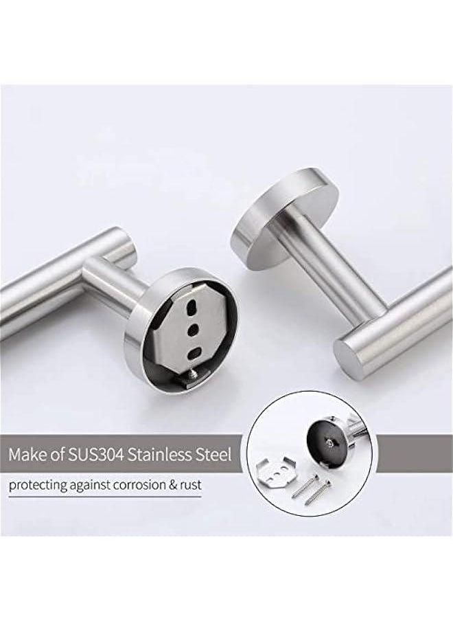 MIXDE - Bathroom Toilet Paper Holder 2-piece Set Tissue Holder Dispenser, 304 Stainless Steel Toilet Paper Roll Holder Wall Mounted Brush Surface, Silver - Image 1