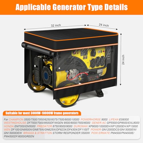 BIGACOVER Generator Covers While Running, Heavy Duty 600D Waterproof Oxford Fabric, Transparent PVC Window Weather & Dust Protection Fits Most 3000W-10000W Generators (Packaging Varies – Product Unchanged) - Image 2