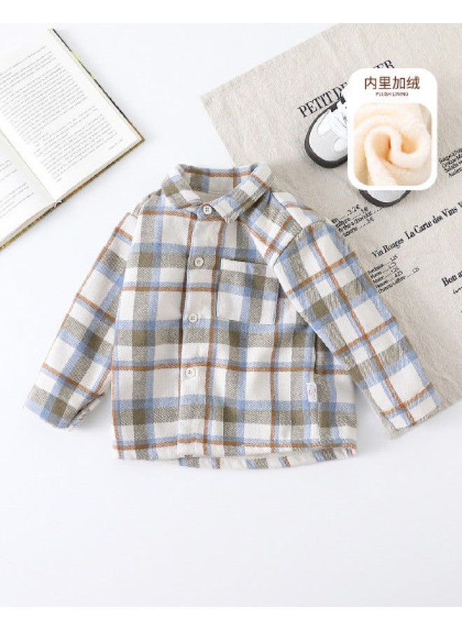 Boys' Winter Fleece Versatile Shirt Children's Stylish Casual Top - Image 1