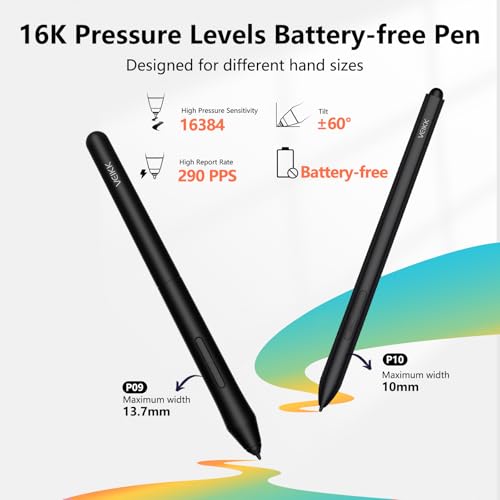 VEIKK VK1200 V2 Drawing Tablet with Screen,11.6-inch Full-Laminated Graphic Drawing Monitor,2 Battery-Free Pens with Tilt Function,6 Customizable Keys,Anti-Glare Glass(Must be Connected to PC to Work) - Image 4