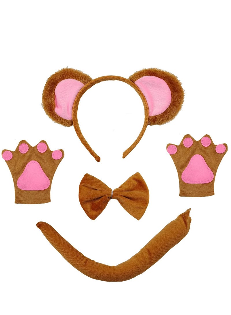 Excefore Lion Costume Set, Lion Ear Headband Bowtie And Tail Set, Suitable for Kids Party Celebrations Parties up - Image 1
