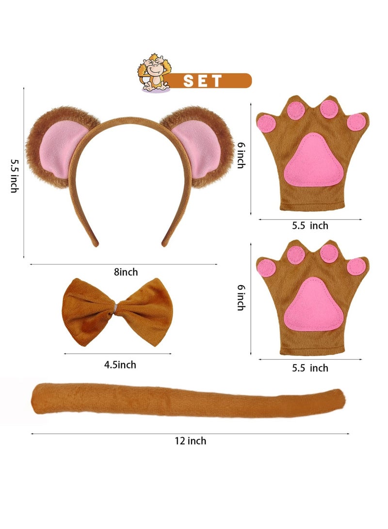 Excefore Lion Costume Set, Lion Ear Headband Bowtie And Tail Set, Suitable for Kids Party Celebrations Parties up - Image 2