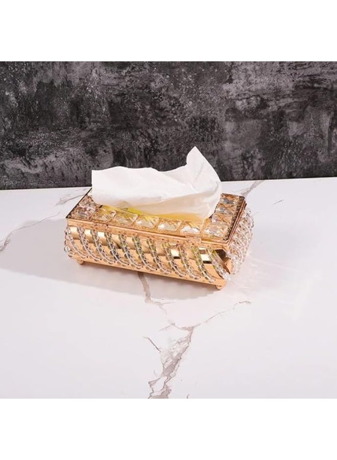 سبيس شوب حامل صندوق مناديل بخرز زجاجي كريستالي حامل مناديل ورقية للسيارة حامل مناديل كريستالي حامل مناديل وجه حامل صندوق مناديل للحمام والمطبخ وغرفة الطعام - Image 2