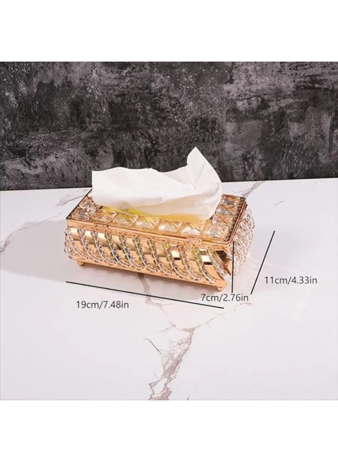 سبيس شوب حامل صندوق مناديل بخرز زجاجي كريستالي حامل مناديل ورقية للسيارة حامل مناديل كريستالي حامل مناديل وجه حامل صندوق مناديل للحمام والمطبخ وغرفة الطعام - Image 3
