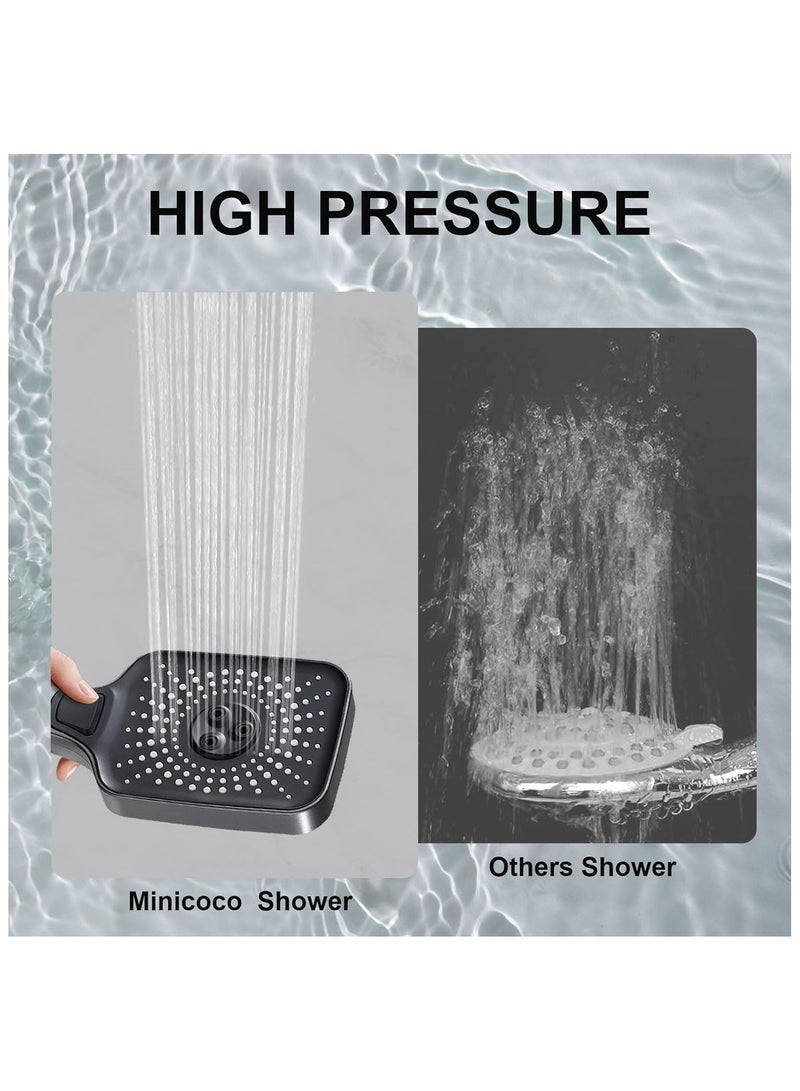 Shower Head High Pressure Shower Heads with 4 Spray Modes, Powerful Square Shower Head to Increase Water Pressure, Handheld Shower Head, Universal Water Saving Shower Head  - Image 2