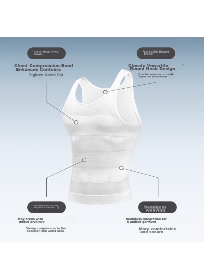 Livex Men's Tummy Control Tank Top, Tight-fitting Shaping Shirt, Fitness Workout Waist-cinching Chest-enhancing Belly-slimming Breathable Undershirt For Men - Image 3