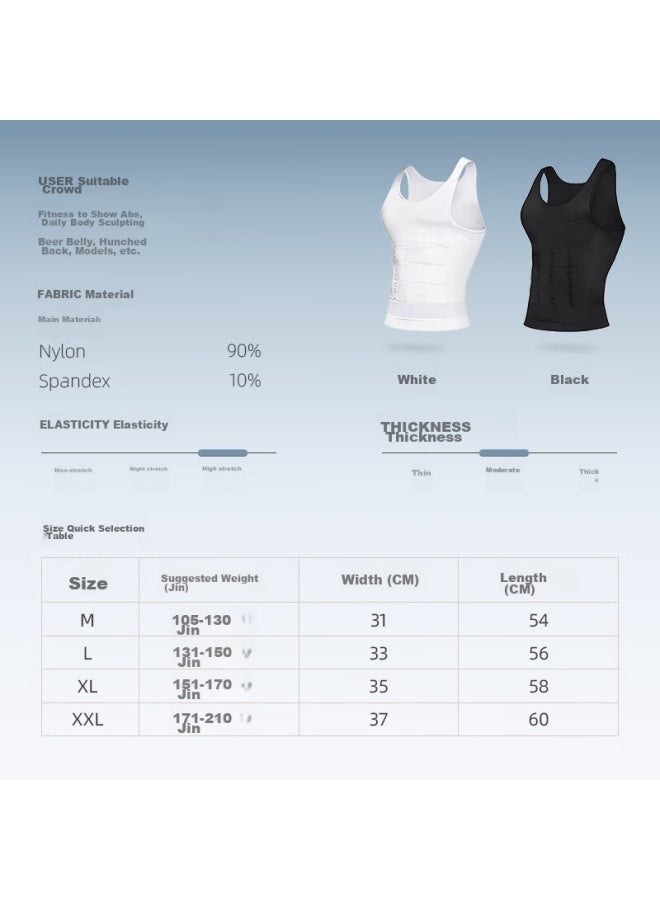Livex Men's Tummy Control Tank Top, Tight-fitting Shaping Shirt, Fitness Workout Waist-cinching Chest-enhancing Belly-slimming Breathable Undershirt For Men - Image 2