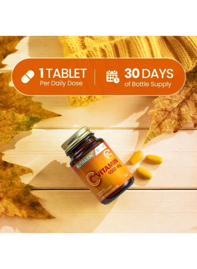 Nutraxin Vitals Vitamin C 1000 mg Tablets – High Strength Immune Support Supplement, Antioxidant Formula for Immunity, Skin Health & Energy, Supports Collagen Formation – 30 Tablets - Image 5
