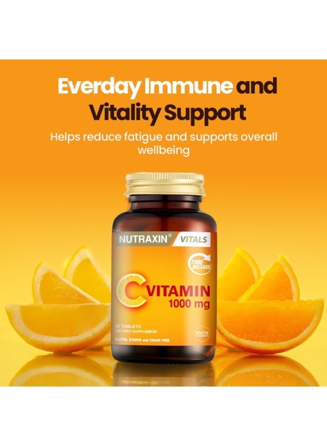 Nutraxin Vitals Vitamin C 1000 mg Tablets – High Strength Immune Support Supplement, Antioxidant Formula for Immunity, Skin Health & Energy, Supports Collagen Formation – 30 Tablets - Image 4