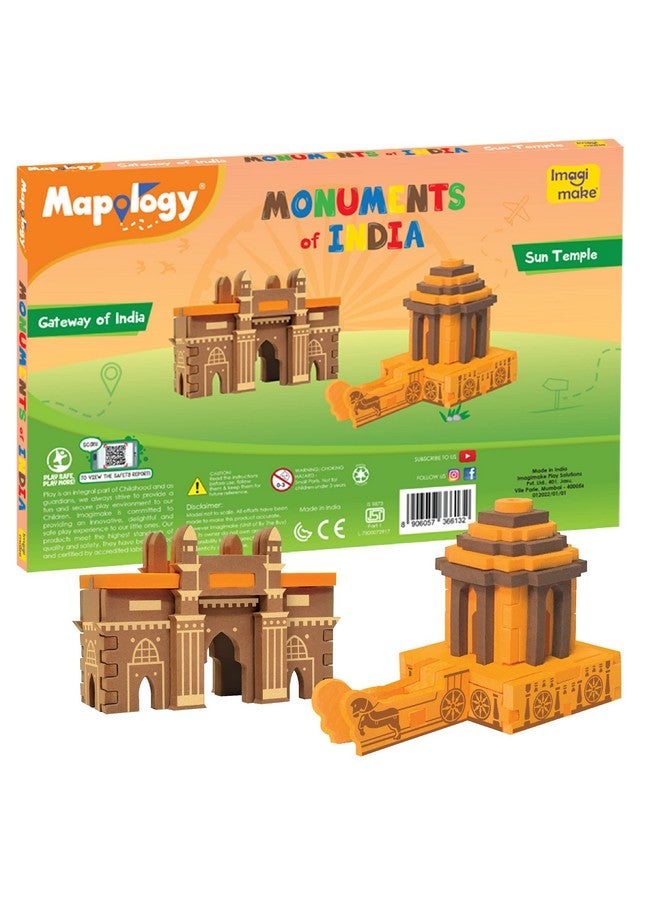 Imagimake Boys&Girl's Mapology Monuments Of India, Sun Temple&Gateway Of India Construction Blocks For Above 5 Years, Multi color - Image 1