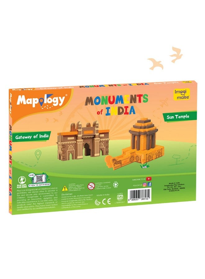 Imagimake Boys&Girl's Mapology Monuments Of India, Sun Temple&Gateway Of India Construction Blocks For Above 5 Years, Multi color - Image 5