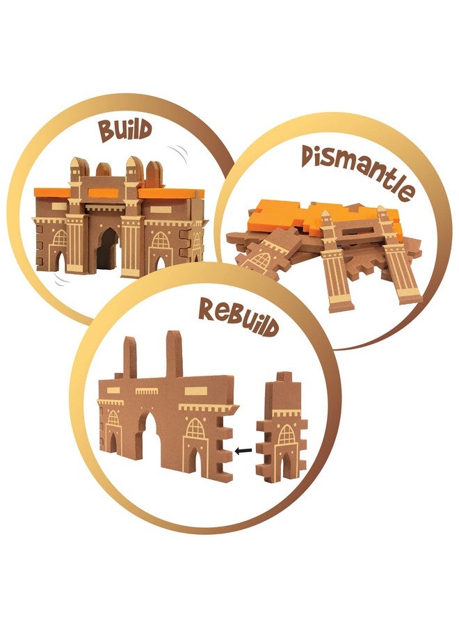 Imagimake Boys&Girl's Mapology Monuments Of India, Sun Temple&Gateway Of India Construction Blocks For Above 5 Years, Multi color - Image 3