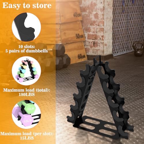 ZHSX Dumbbell Rack 5 tier(Dumbbells not included), A-Frame Metal Dumbbell Holder with Handle, Multilevel Weight Storage Organizer for Dumbbells, Tree Shape Compact Weight Rack/Holder(Black) - Image 5