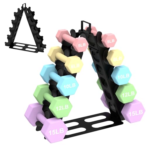 ZHSX Dumbbell Rack 5 tier(Dumbbells not included), A-Frame Metal Dumbbell Holder with Handle, Multilevel Weight Storage Organizer for Dumbbells, Tree Shape Compact Weight Rack/Holder(Black) - Image 1