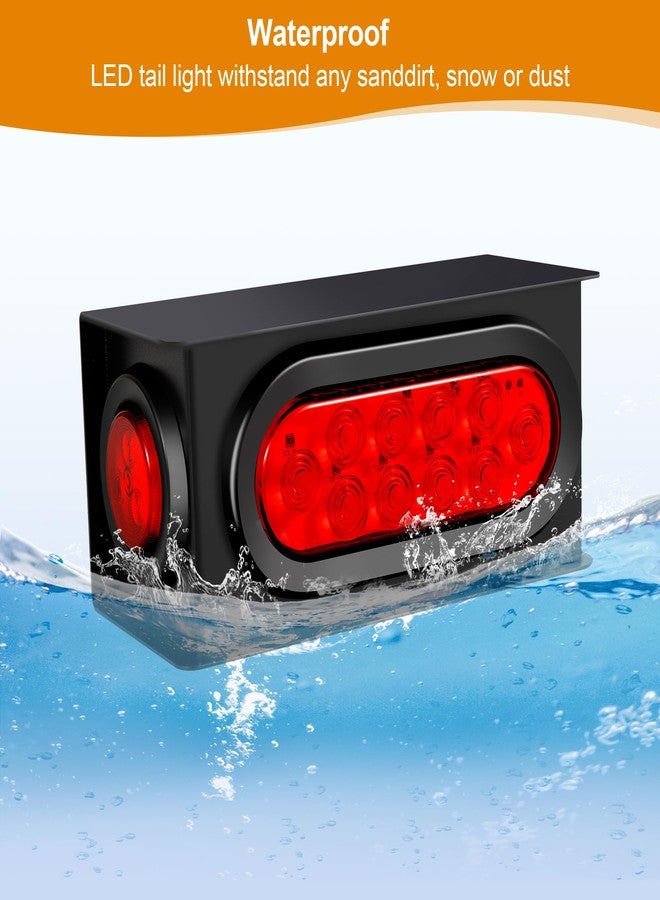 RUNHWEE 2PCS Steel Trailer Light Boxes Housing Kit w/6" Oval Red 10 Led Trailer Tail Lights with Reverse & 2" Round Red 4 Led Round Side Marker Lights,Included Grommets Wire Connectors - Image 3