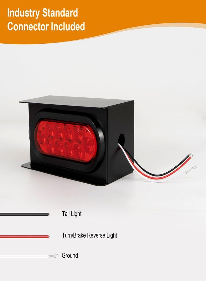 RUNHWEE 2PCS Steel Trailer Light Boxes Housing Kit w/6" Oval Red 10 Led Trailer Tail Lights with Reverse & 2" Round Red 4 Led Round Side Marker Lights,Included Grommets Wire Connectors - Image 5