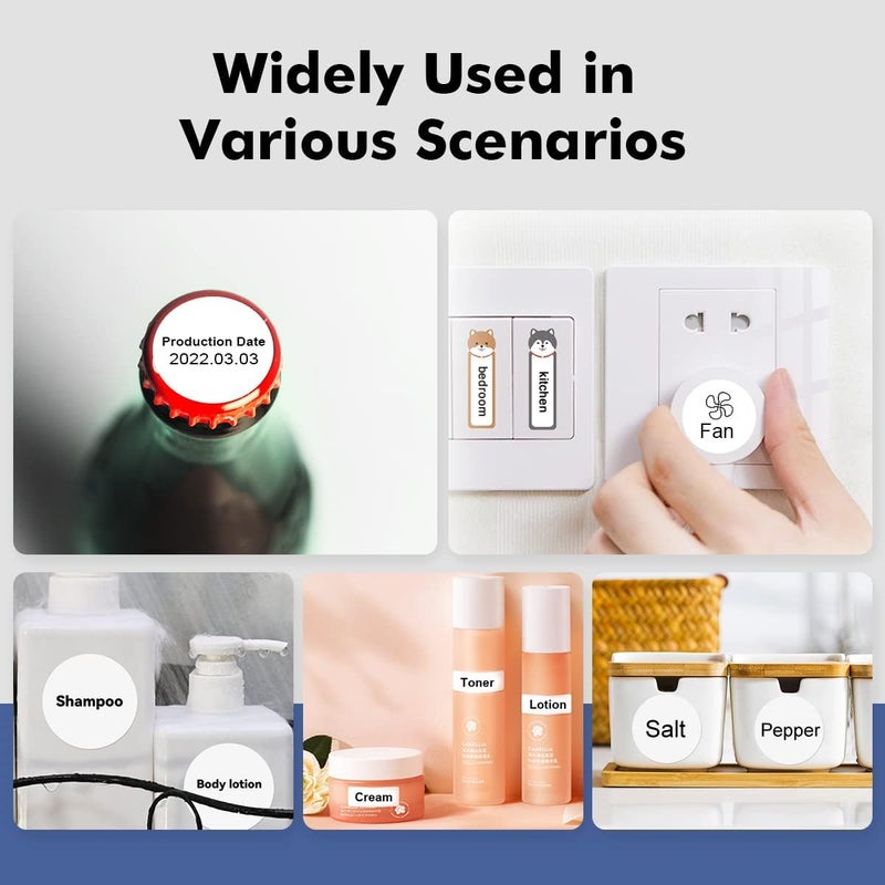 شريط طابعة الملصقات NIIMBOT متوافق مع NIIMBOT B21/B1/B3S، ورق طابعة ملصقات العناوين والباركود مقاوم للماء والزيوت والخدوش، ملصق دائري أبيض 1.97×1.97 بوصة (50×50 مم) 150 ملصق - Image 4