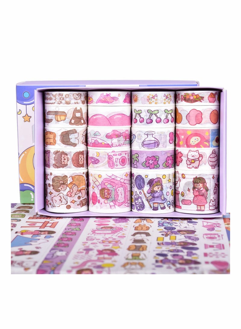 lovely Kawaii Washi Tape Set 20 Rolls Adorable Cartoon Animal Decorative Masking Tape for Scrapbooking Journaling DIY Crafts and More - Image 1