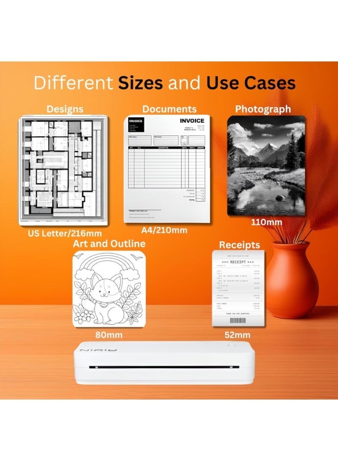 AiYin A4L A4 Portable Thermal Printer, Inkless Wireless Printing, Supports Roll & Folded Thermal Paper & Label, USB-C Charging, 203 DPI, 2600mAh Battery, iOS Android Windows macOS - Image 3