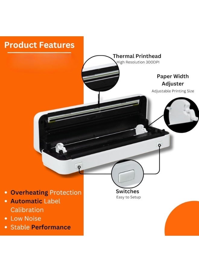 AiYin A4L A4 Portable Thermal Printer, Inkless Wireless Printing, Supports Roll & Folded Thermal Paper & Label, USB-C Charging, 203 DPI, 2600mAh Battery, iOS Android Windows macOS - Image 2